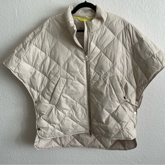 NWOT Mos Mosh Aubrey Diamond Down Poncho in Birch Packable Lightweight Jacket - Picture 8 of 16